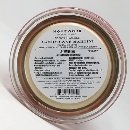 HOMEWORX by Harry Slatkin CANDY CANE MARTINI 4 Wick 18 oz Jar Candle - Thumbnail 2