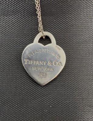 Vintage Tiffany & Co. Sterling Silver Heart Tag Pendant Necklace 925 - Image 1