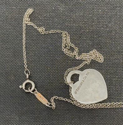 Vintage Tiffany & Co. Sterling Silver Heart Tag Pendant Necklace 925 - Thumbnail 3