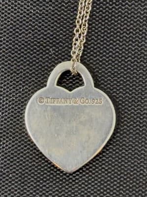 Vintage Tiffany & Co. Sterling Silver Heart Tag Pendant Necklace 925 - Thumbnail 2