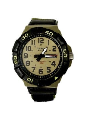 Casio MRW210H-5AV, Oversized Dial, Khaki Resin Band, Day/Date, 100 Meter WR RUNS - Image 1
