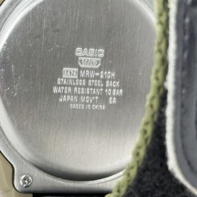 Casio MRW210H-5AV, Oversized Dial, Khaki Resin Band, Day/Date, 100 Meter WR RUNS - Thumbnail 4