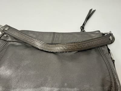 Coach Vintage Y2K Zoe Hobo Handbag Metallic Gray Leather No. F14707 - read descr - Thumbnail 4