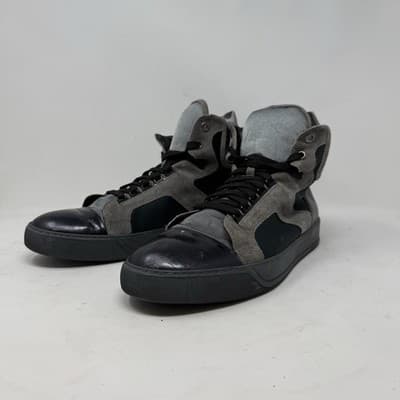 Men Lanvin men's Leather Cap-Toe High Top Sneakers Size 10 - Image 1