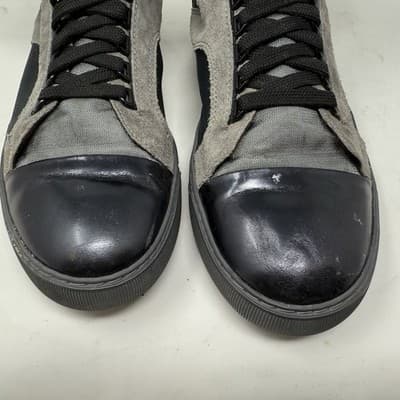 Men Lanvin men's Leather Cap-Toe High Top Sneakers Size 10 - Thumbnail 3