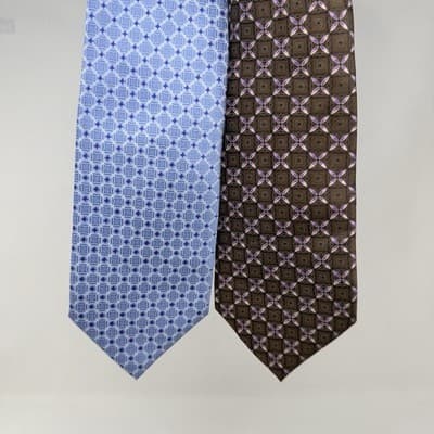 Lot Of 2 Canali Men's Ties 100% Silk Made in Italy 59” Blue Pink Brown - Image 1