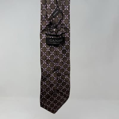 Lot Of 2 Canali Men's Ties 100% Silk Made in Italy 59” Blue Pink Brown - Thumbnail 3