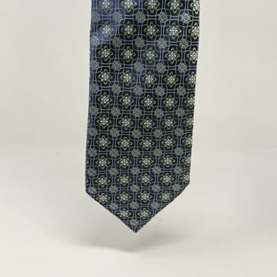 Canali Tie 100% Silk Made in Italy Medallion Floral Blue Purple 59” - Thumbnail 4