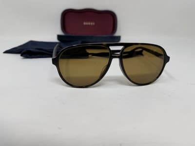 Gucci GGO423SA 002 Grey Aviator SunglassesWeb Stripe Logo Made in Italy - Thumbnail 2