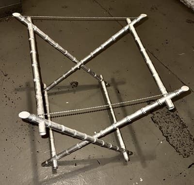 Vintage Bamboo Aluminum Folding Tray Table Bar Serving Cart - Thumbnail 2