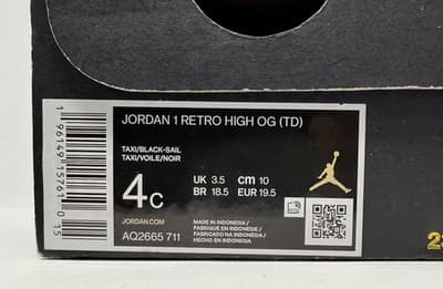 Toddlers Air Jordan 1 Retro High OG (TD) Black / Yellow (AQ2665 711) 4C - Thumbnail 5