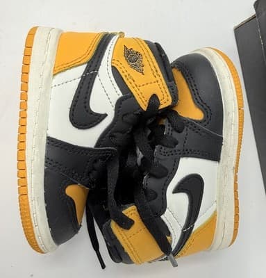 Toddlers Air Jordan 1 Retro High OG (TD) Black / Yellow (AQ2665 711) 4C - Thumbnail 6