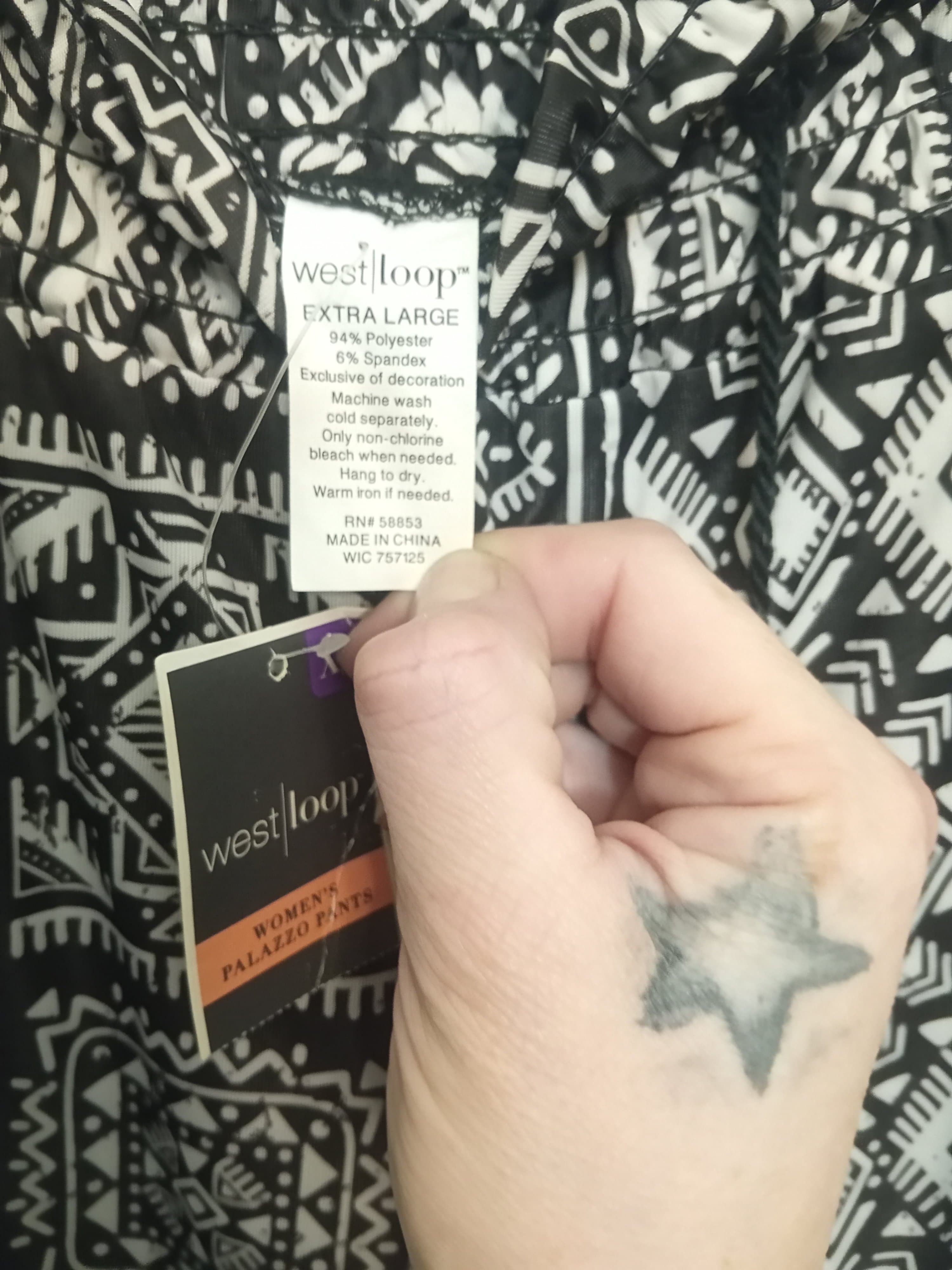 NWT West Loop Black & White Printed Palazzo Pants - Women's Size XL - Thumbnail 7