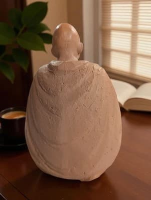 Vintage '72 Abbey Press St. Meinrad Seated Monk Figurine Terracotta Statue Nice! - Thumbnail 3