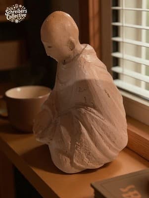 Vintage '72 Abbey Press St. Meinrad Seated Monk Figurine Terracotta Statue Nice! - Thumbnail 4