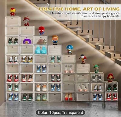 10 CLEAR FRONT DROP PLASTIC SNEAKER DISPLAY CASES | FOR DISPLAYING BAGS/HATS TOO - Thumbnail 2