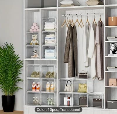 10 CLEAR FRONT DROP PLASTIC SNEAKER DISPLAY CASES | FOR DISPLAYING BAGS/HATS TOO - Thumbnail 5