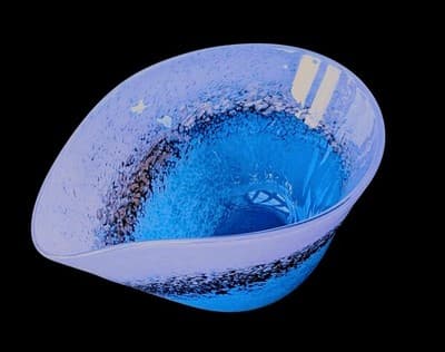 ​​MCM Murano Style Art Glass Bowl Pink & Blue Sommerso Gold Aventurine 9" - Thumbnail 5