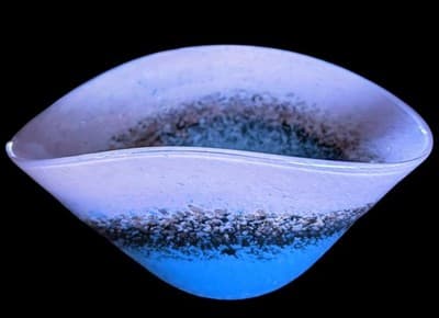 ​​MCM Murano Style Art Glass Bowl Pink & Blue Sommerso Gold Aventurine 9" - Thumbnail 4