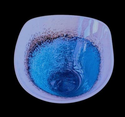 ​​MCM Murano Style Art Glass Bowl Pink & Blue Sommerso Gold Aventurine 9" - Thumbnail 6