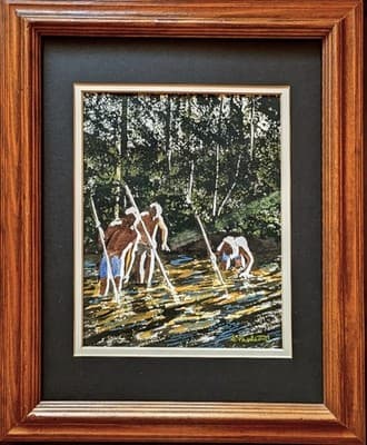 Gene Paulson signed UNIQUE Original Watercolor Mid-Century Art Chicago U of M - Thumbnail 2