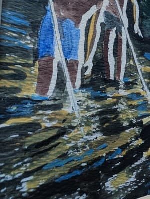 Gene Paulson signed UNIQUE Original Watercolor Mid-Century Art Chicago U of M - Thumbnail 9