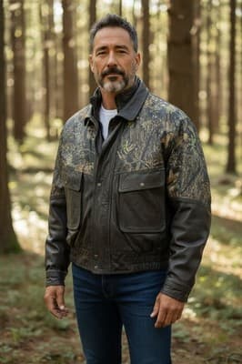 Vintage Legendary Whitetails FULL LEATHER Zip Out Liner Camo Bomber 90s Y2K RARE - Thumbnail 8