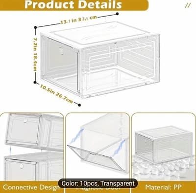 10 CLEAR FRONT DROP PLASTIC SNEAKER DISPLAY CASES | FOR DISPLAYING BAGS/HATS TOO - Thumbnail 3