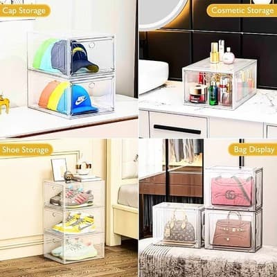 10 CLEAR FRONT DROP PLASTIC SNEAKER DISPLAY CASES | FOR DISPLAYING BAGS/HATS TOO - Thumbnail 4