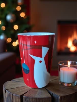 Vintage Collectible Starbucks 2012 Christmas Mug 12 oz Red White Bird Ornament - Thumbnail 2