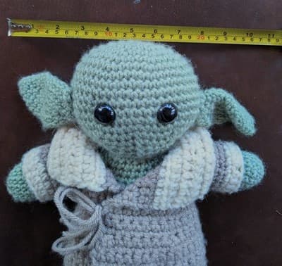 Handmade Crochet Grogu Baby Yoda Inspired Plush - Large 11” Amigurumi - Detailed - Thumbnail 5