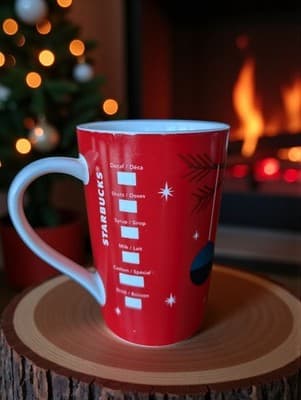 Vintage Collectible Starbucks 2012 Christmas Mug 12 oz Red White Bird Ornament - Thumbnail 3
