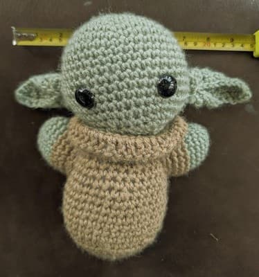 Handmade Crochet Baby Yoda Grogu Plush - 8.5” Star Wars Inspired Amigurumi - Thumbnail 4