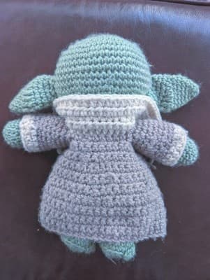 Handmade Crochet Grogu Baby Yoda Inspired Plush - Large 11” Amigurumi - Detailed - Thumbnail 2