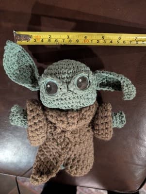 Unique Handmade Crochet Grogu Plush - 7” Stylized Baby Yoda Inspired Amigurumi - Thumbnail 4