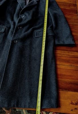 Vintage Kuppenheimer Overcoat Made in England Wool Cashmere Black Mens 42 L - Thumbnail 15