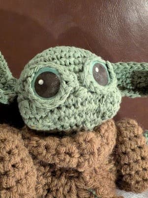 Unique Handmade Crochet Grogu Plush - 7” Stylized Baby Yoda Inspired Amigurumi - Thumbnail 3