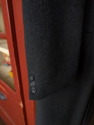 Vintage Kuppenheimer Overcoat Made in England Wool Cashmere Black Mens 42 L - Thumbnail 4