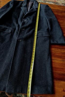 Vintage Kuppenheimer Overcoat Made in England Wool Cashmere Black Mens 42 L - Thumbnail 14