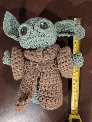 Unique Handmade Crochet Grogu Plush - 7” Stylized Baby Yoda Inspired Amigurumi - Thumbnail 5