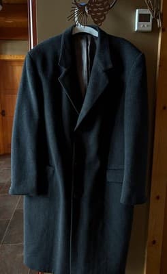 Vintage Kuppenheimer Overcoat Made in England Wool Cashmere Black Mens 42 L - Thumbnail 2