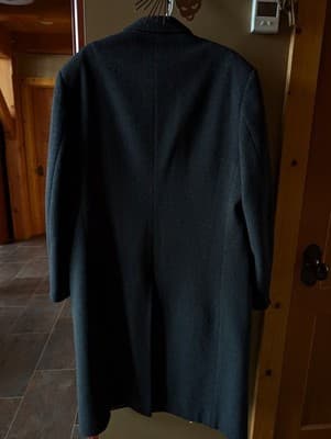 Vintage Kuppenheimer Overcoat Made in England Wool Cashmere Black Mens 42 L - Thumbnail 3