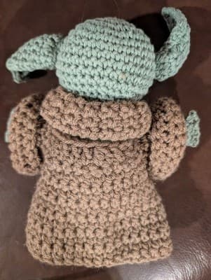 Unique Handmade Crochet Grogu Plush - 7” Stylized Baby Yoda Inspired Amigurumi - Thumbnail 2