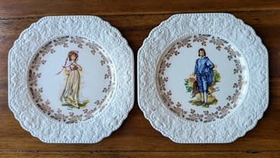 Lord Nelson Pottery Plates Pair Blue Boy Pinkie England 1974 Grandmillennial Dec