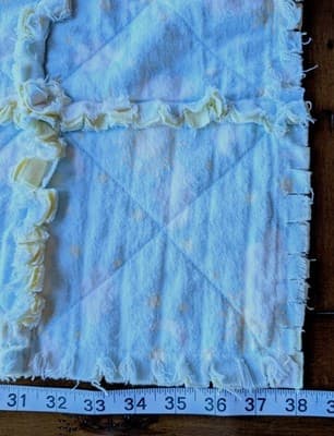 Handmade Flannel Rag Quilt Baby Toddler Blanket Throw 45x38 Blue Yellow... - Thumbnail 5