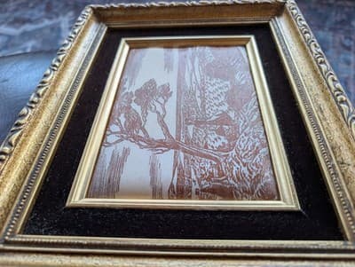 Vintage Woven Silk Art Landscape - Framed Stevengraph Style - Ornate Gold Frame - Thumbnail 2