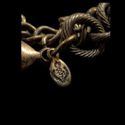 Vintage Statement Necklace Blue Cabochons Antique Brass Tone Bohemian Y2K - Thumbnail 3