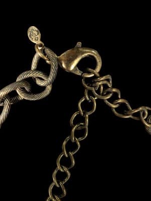 Vintage Statement Necklace Blue Cabochons Antique Brass Tone Bohemian Y2K - Thumbnail 11