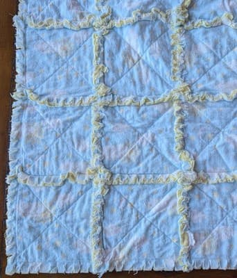 Handmade Flannel Rag Quilt Baby Toddler Blanket Throw 45x38 Blue Yellow... - Thumbnail 2