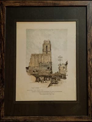 Vintage 1931 Art Deco 42nd St NYC Architectural Rendering - John Richard Rowe -